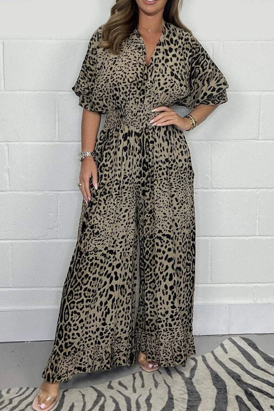 🔥🐆Siste dagskampanje 49% AVSLAG - 👗Leopardprint casual løs jumpsuit