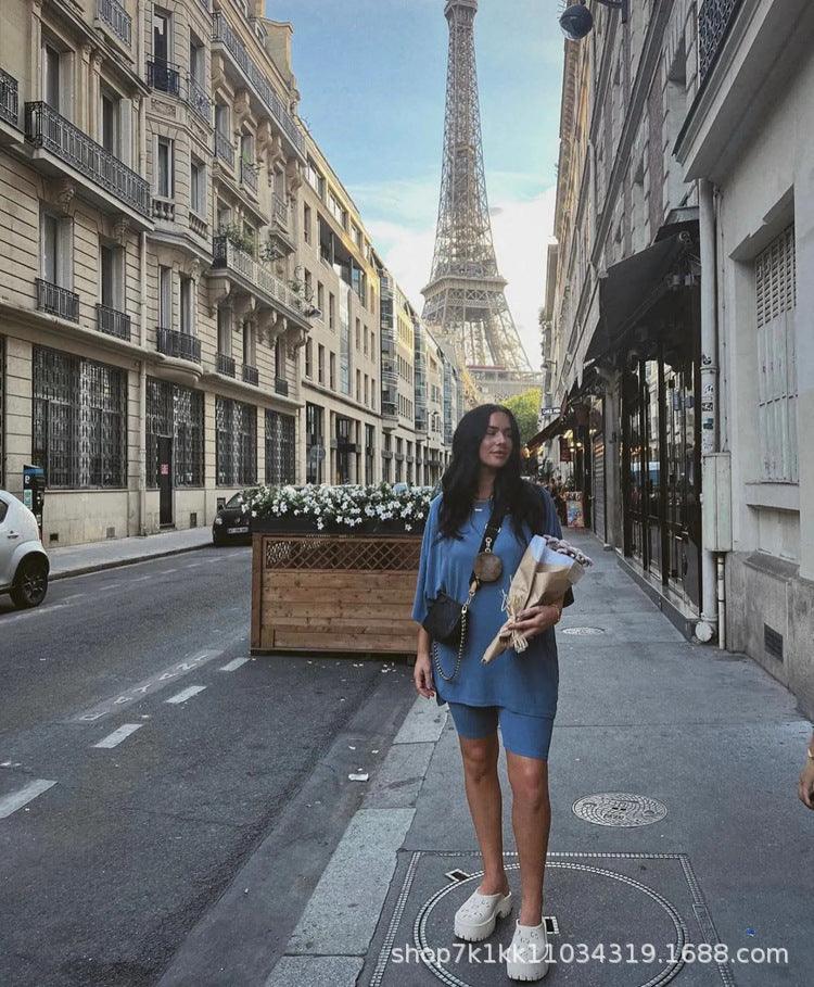 Oversized Tee And Biker Short Set(Free Shipping&Limited time sale) - dressowy