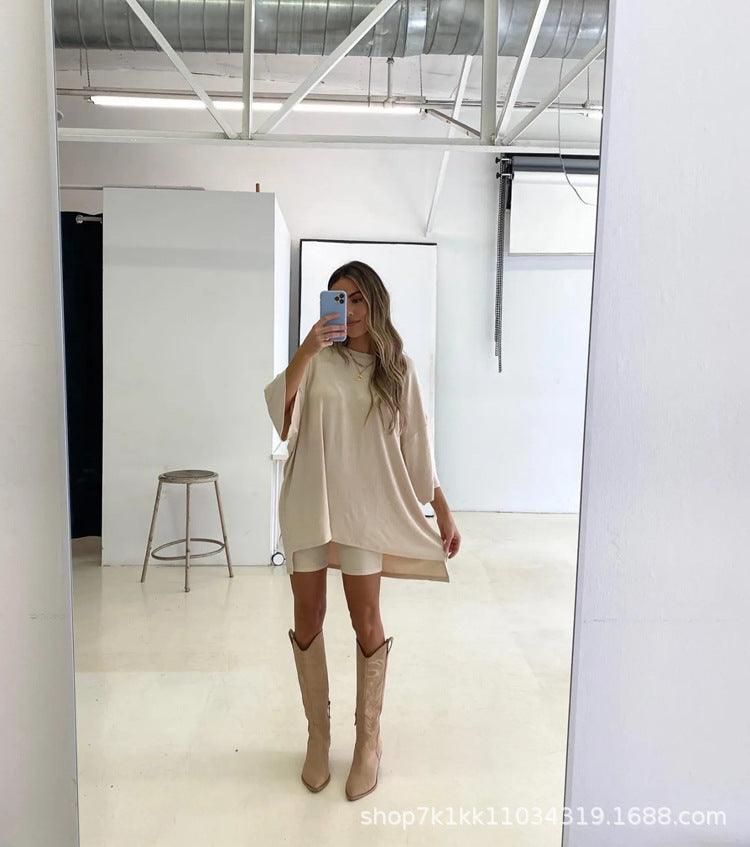 Oversized Tee And Biker Short Set(Free Shipping&Limited time sale) - dressowy