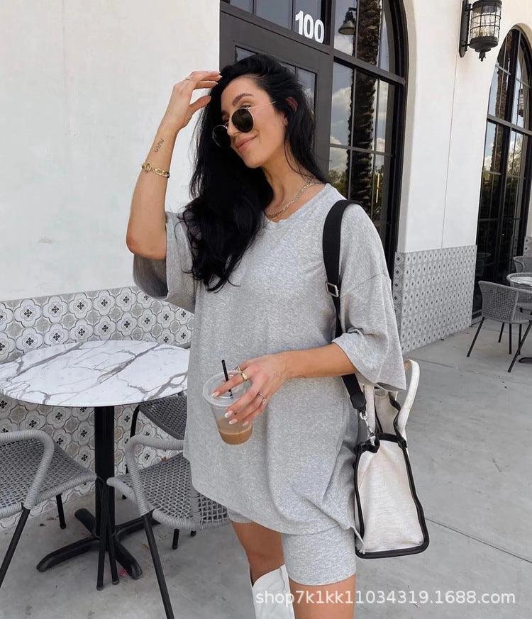 Oversized Tee And Biker Short Set(Free Shipping&Limited time sale) - dressowy