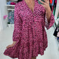 Dame Trendy V-hals kjole med leopardtrykk