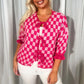 Kvinne Trendy rutete strikket cardigan med knyting foran
