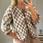 Kvinne Trendy rutete strikket cardigan med knyting foran