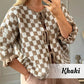 Kvinne Trendy rutete strikket cardigan med knyting foran