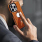 🎄[Kreativ gave] Deluxe iPhone-etui i skinn med usynlig stativ